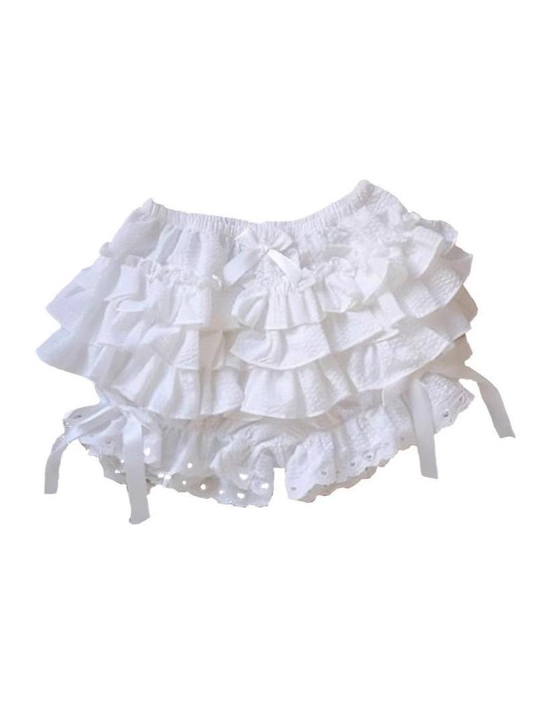 Women's Summer Lolita Pumpkin Safety Shorts with Lotus Leaf Edge - Anti-Exposure Support Skirt Leggings