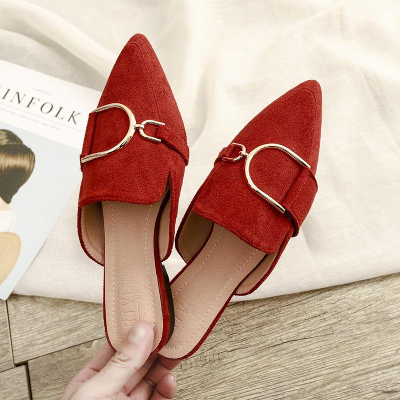 Fashion Women's Fashion Pointed-toe Flat Slipper for Women Outdoor Casual Casual Ladies Shoes Large Sizes 41-43 Small Size Slippers 32