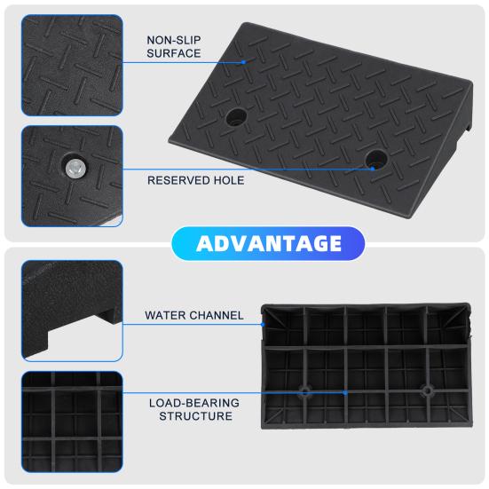 1 Pair 4" Rise Driveway Ramps, Non Slip Curbside Ramps Support 7000lbs, 19.7" L X 12" W, Threshold Ramps for Cars Wheelchairs Scooters Lawn Mowers