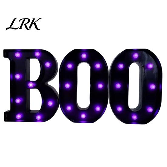 Light Up Letters 3 Pcs Halloween Boo with LED Light, Indoor Marquee Durable Plastic Letter Lights BOO Sign for Home Kitchen Fireplace Party