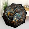 Industrial Warehouse Scene Pattern Umbrella, Portable and Foldable Design, 8 Ribs, a Casual Accessory for Halloween, Christmas, and Birthday Gifts.