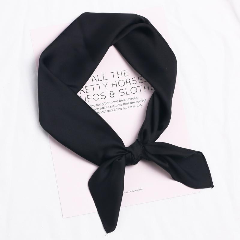 Simulated Silk Scarf Women'S 70 Square Scarf Solid Color Versatile Flight Attendant Professional Scarf Trendy High-End Sunscreen Headscarf