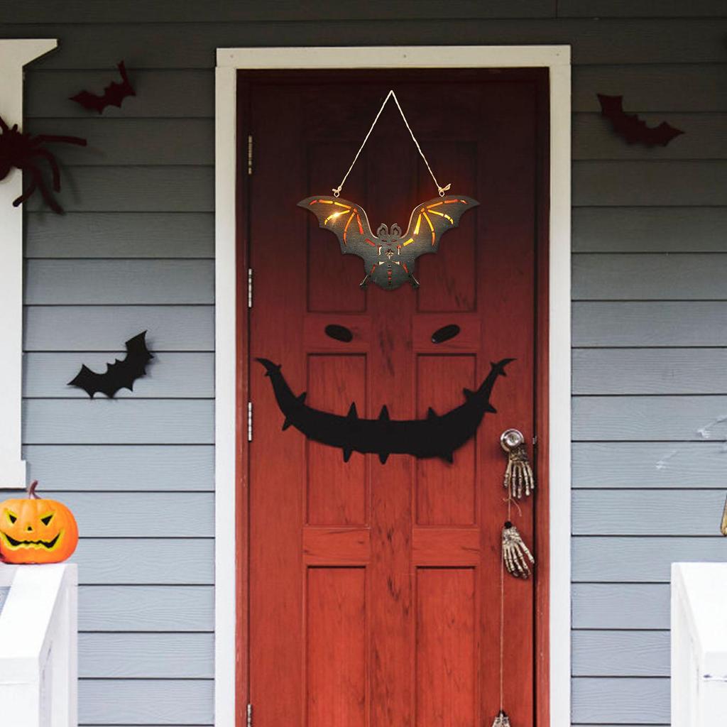 Halloween Bat Wood Sign Halloween Decorations For Kitchen Decorative LED Bats Light For Christmas Party Decor