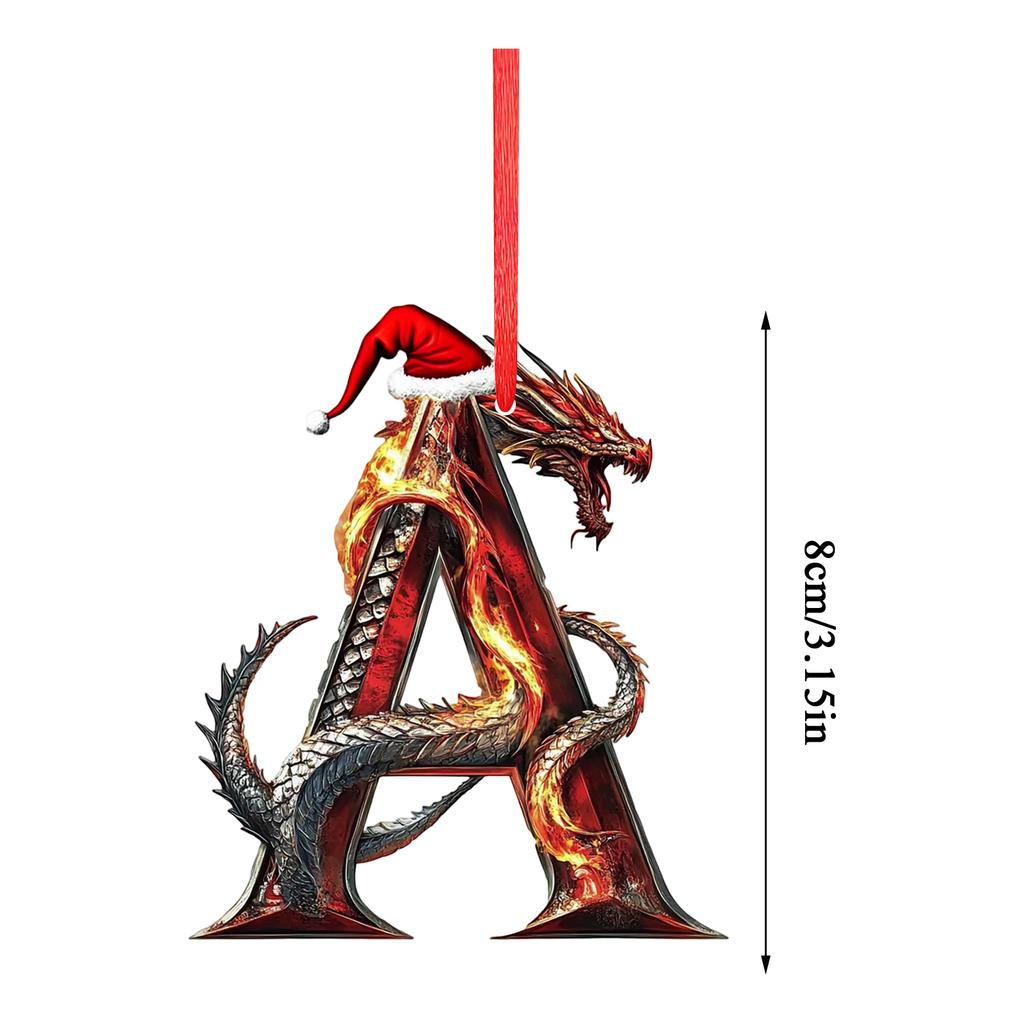 Christmas 2D Alphabet Pendant Christmas Tree 26 Letter Dragon Ornament Christmas Theme Party Decorative Supplies Festival Gifts