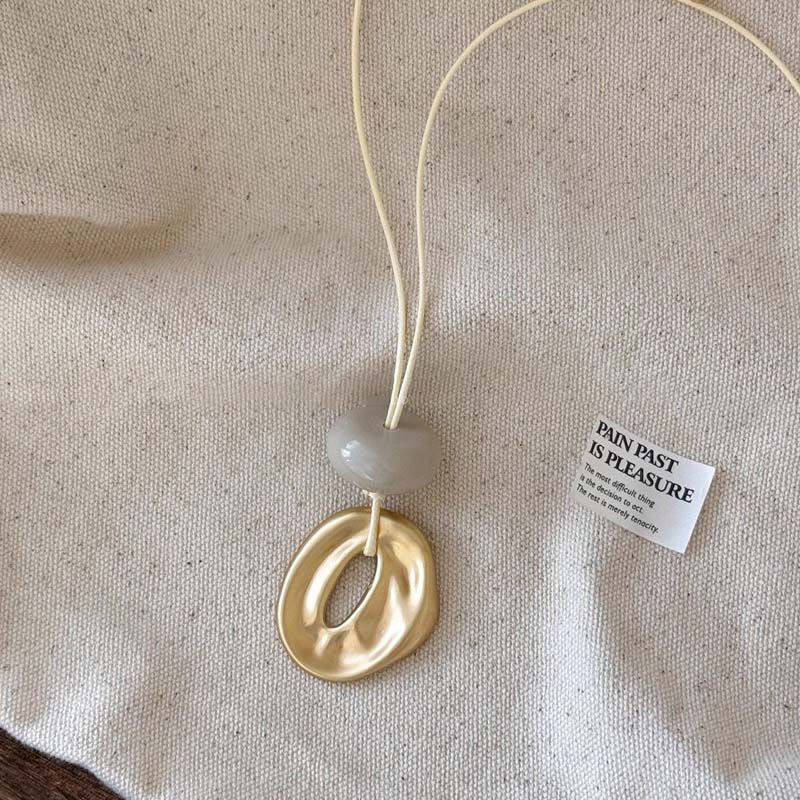 Vintage Irregular Frosted Circular Pendant Necklace for Women Girl Unique Design Long Rope Chain Necklace Christmas Jewelry Gift