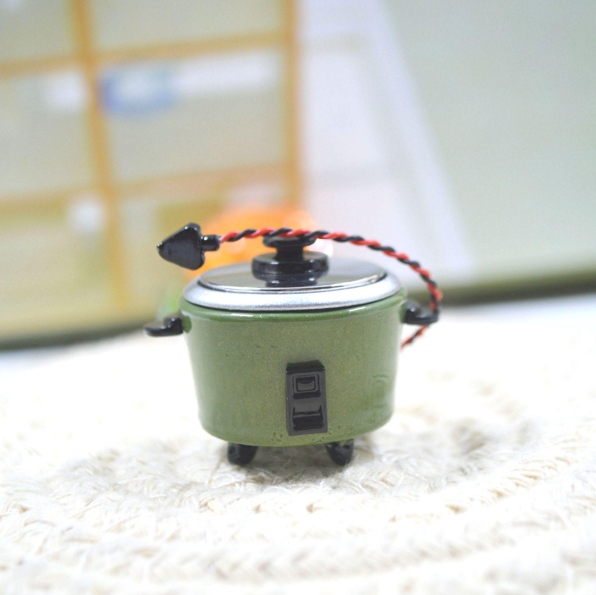 

1:12 Миниатюрная еда, игрушечный домик, кухонные игрушки, цинковый сплав, супер мини электрическая рисоварка, игрушечный набор для моделирования, маленькая кастрюля зелёный