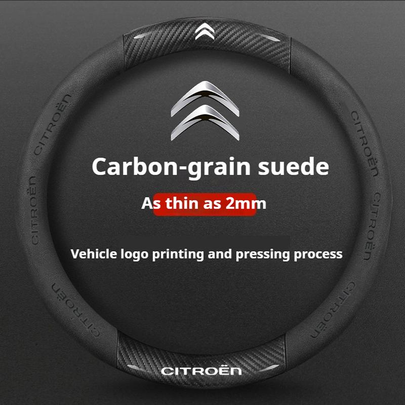 38cm Antislip leder koolstofvezel stuurwielhoes voor Citroen C1 C2 C3 C4 C5 C6 C4L Berlingo Picasso Aircross Sega Elysee