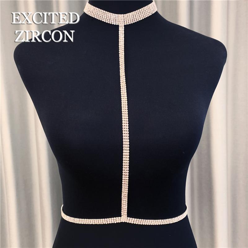 Sexy Fashion European And American Rhinestone Claw Chain Chest Chain Body Chain Jewelry Romantic Wear Long Necklace Jewelry