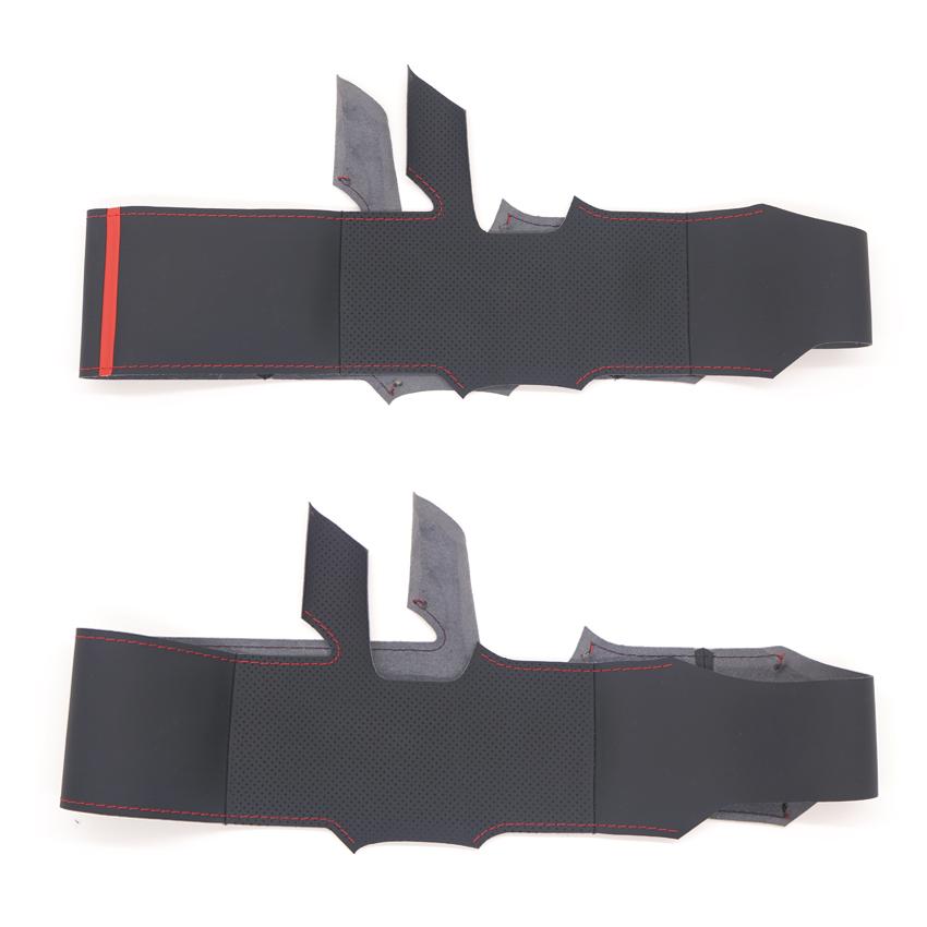 Черный чехол из искусственной кожи с красным маркером на руль автомобиля для GMC Sierra — фото 5