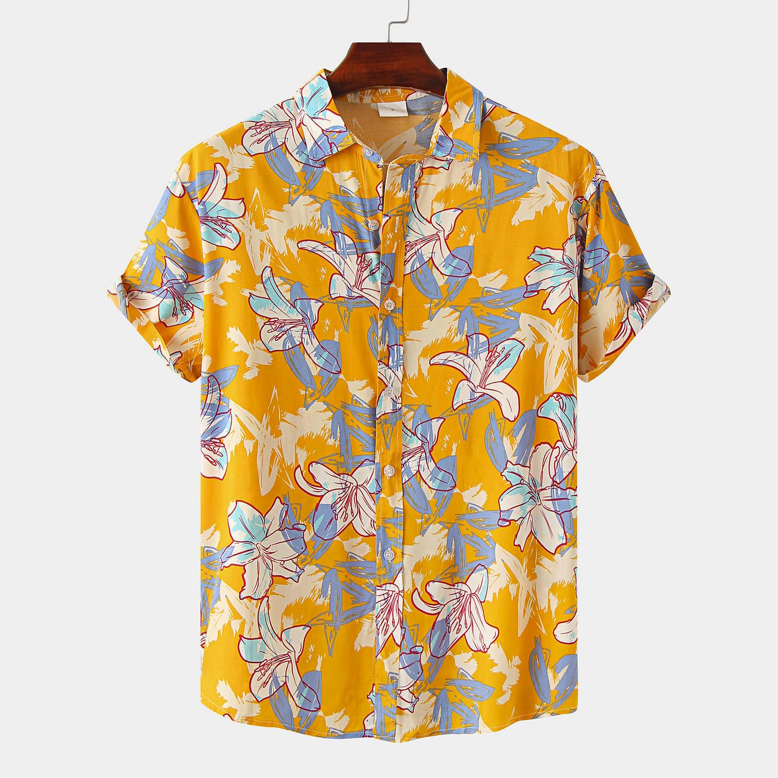Новая летняя мужская рубашка с короткими рукавами и гавайским принтом больших размеров — фото 6