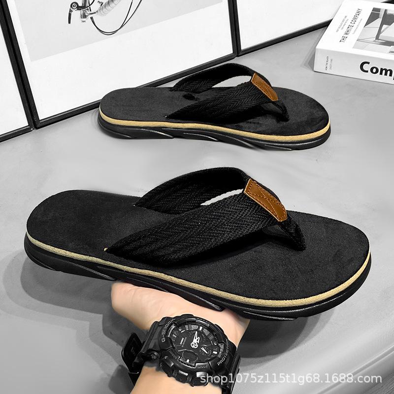 New men's flip-flops thick bottom pinch feet outdoor non-slip soft elastic color matching fashion