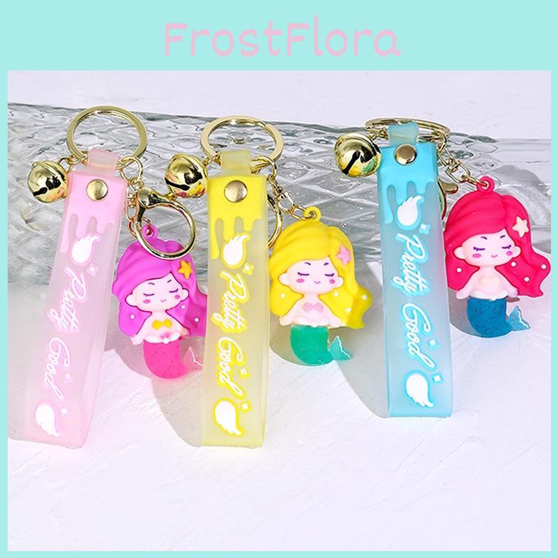 Cute Mermaid Silicone Keychain Pendant For Students And Couples Cartoon Style Red/purple/yellow