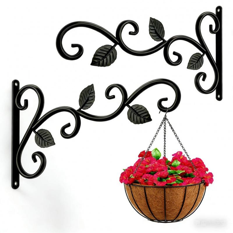 Iron Plant Hanging Rack2-4Personalized Indoor Outdoor Flower Pot Hanger Vintage Style Metal Hook Hanging Basket Wall Mount Rack