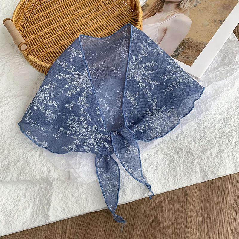 Triangle scarf scarf women's fashion decorative small scarf versatile silk scarf high-end floral headscarf summer women's pastoral headband