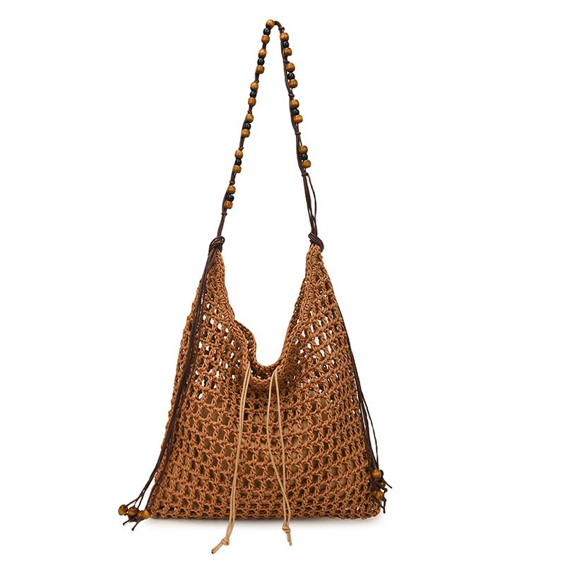 

2025 Casual Fashion New Exquisite Knitting Square Shoulder Bags Solid Simple Hollow Out Sense of Luxury Crossbody Bags for Women коричневый