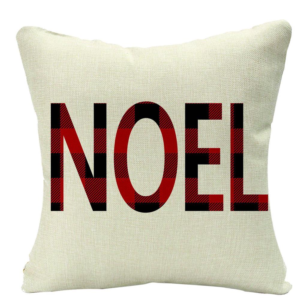 Christmas Plaid Linen Pillowcase Festive Home Decoration Gift Sofa Pillow Cushion Cover