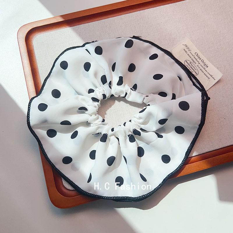 

French Cherry Heart Hair Tie - Elegant Large Square Ponytail Holder