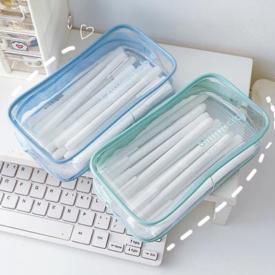 Transparentes Federmäppchen mit Reißverschluss Große Kapazität Wasserdichte Stifttasche Organizer Bürobedarf Schüler Schreibwarentasche