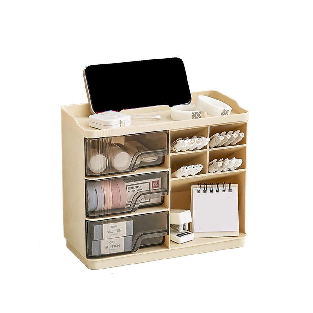 Plastic Desktop Storage Box Drawer Type Large Capacity Stationery Storage Box Dustproof Multi-Layer Makeup Organizer for Home