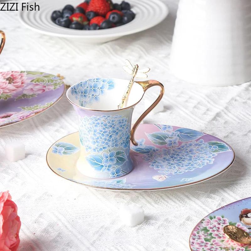 Luxury Ceramic Mug Saucer Retro Afternoon Tea Coffee Cup Saucer Sets Couple Cup Set Home Creative Drinkware Mugs New Home Gift