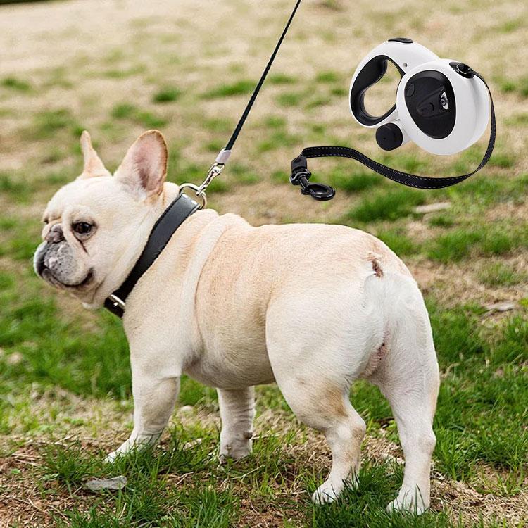 Lightweight Retractable Dog Leash One-Handed Operation Outdoor Night Walking with LED Light & Waste Bag Dispenser