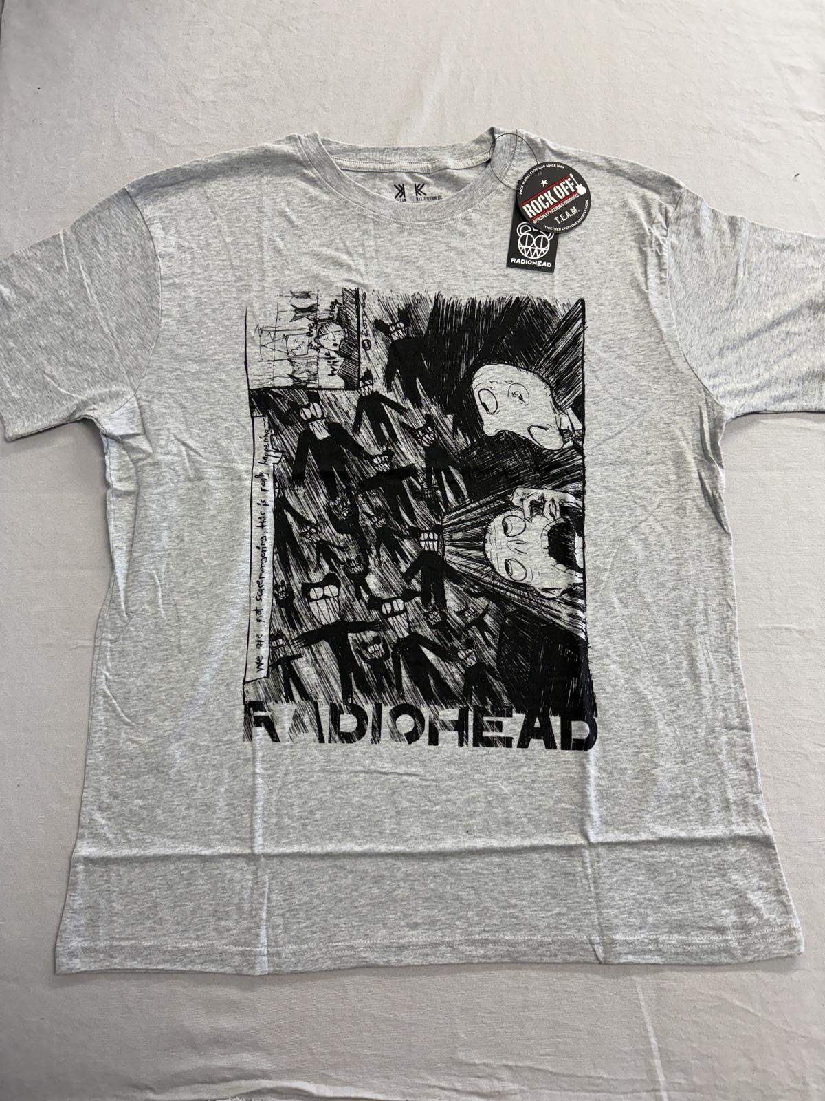 Radiohead Scribble Kid A Poster T-shirt Official New Gray XL S
