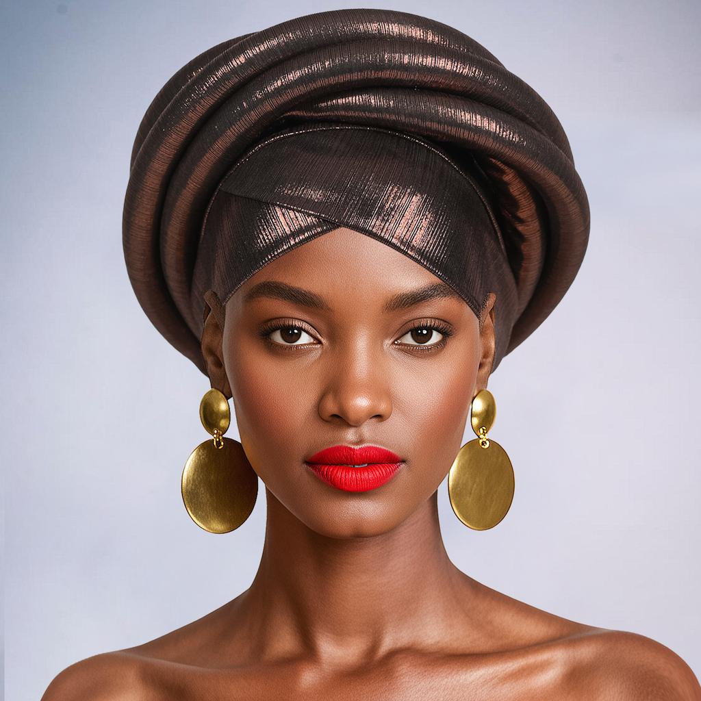 Shining African Women Turban Cap Twisted Braid Headtie Head Wraps Wedding Party Headpiece Bonnet