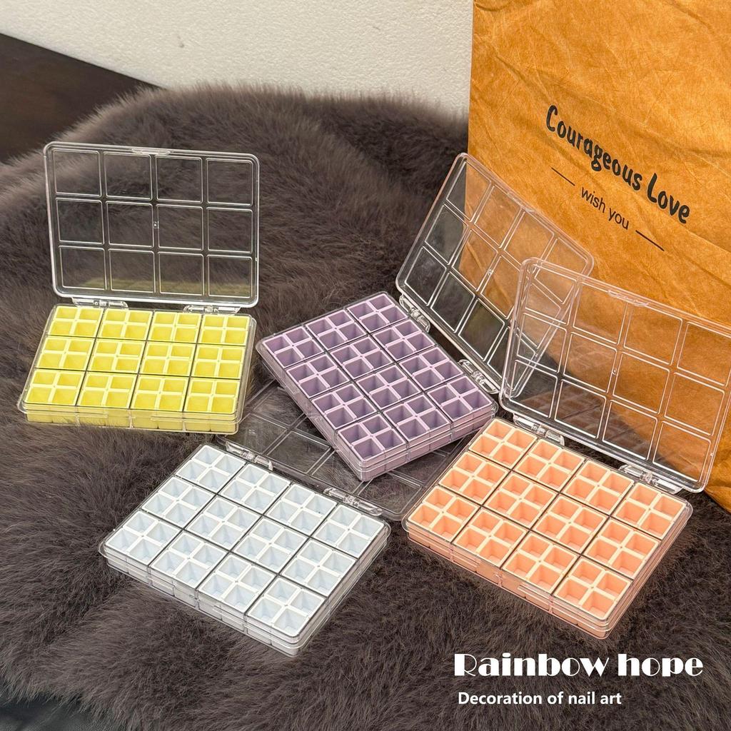 Macaron Pastel Non-Cross-Grid Small Nail Art Storage Box - Practical & Portable with Separate Compartments