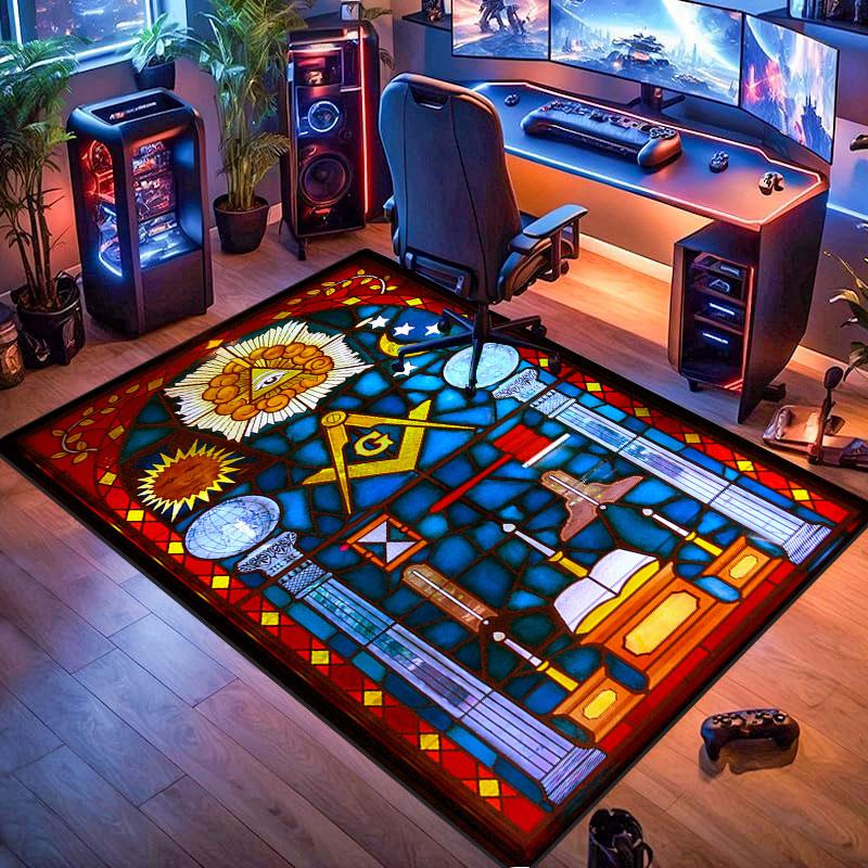 Freemason symbol rug, suitable for living room, bedroom, game room, computer room and home décor.