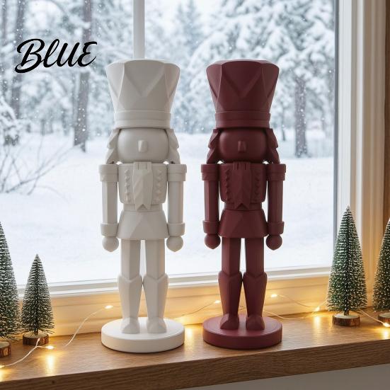 Modern Nutcracker Figure 3D Printed Soldier Statue Geometric Minimalist Figurine for Desk Luxury Home Tabletop Piece Shelf DIY Paintable Sculpture,