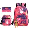 3 Piece School Backpack Set for Students Large Capacity Oxford Cloth Schoolbag with Shoulder Strap and Pencil Case