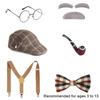 Old Man Costume Set, Grandpa Costume Accessories Including  Fake Beard Eyebrows Hat Eyeglasses for Kid Halloween Cosplay