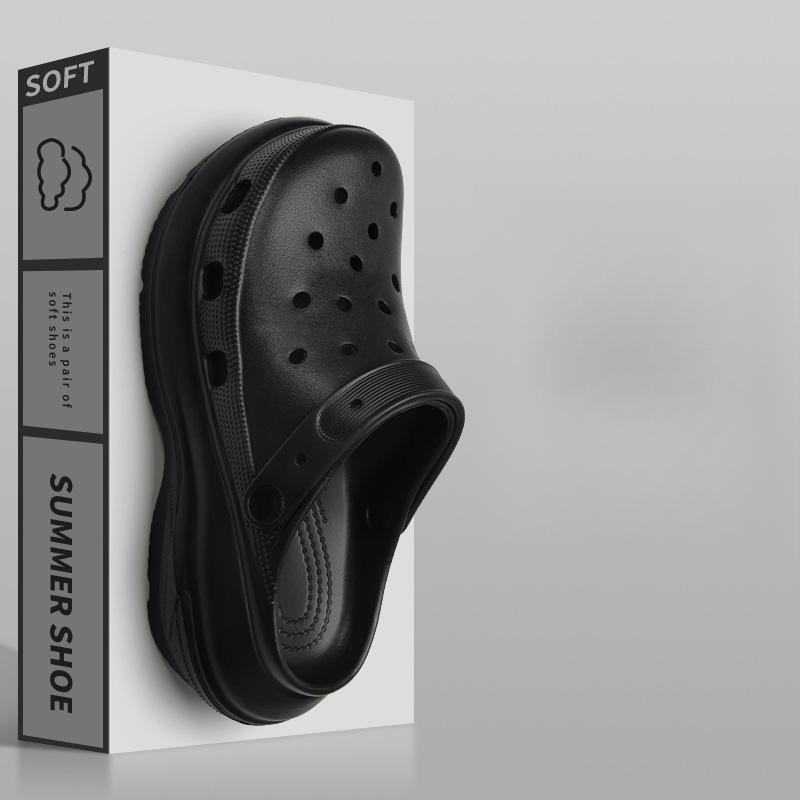 

Модные клоги на мягкой подошве с увеличением высоты для женщин, для улицы, нескользящие, удобные, пляжные сандалии 39-40 чёрный