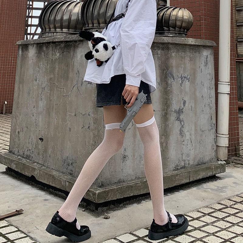 Summer Thin Jk Black Silk Sexy Fishnet Socks Internet Celebrity Popular Long Knee Socks Half Socks Thigh Socks Children