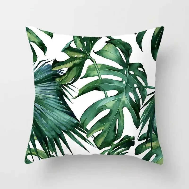 Tropical Plants Cactus Monstera Summer Decorative Throw Pillows Cushion Cover Palm Leaf Green Home Decor Pillowcase