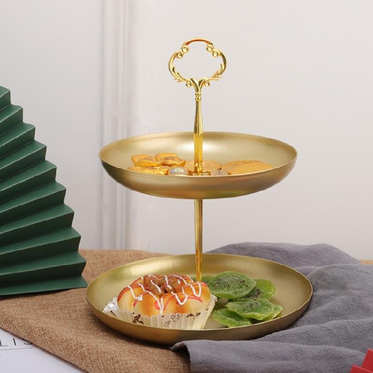 Multi Purpose 2 Tiers Iron Stand for Fruits Vegetables and Snacks Detachable Fruit Holder Tray Nonslip Base Basket