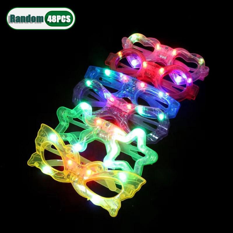 1-60 SZT Świecące w Ciemności Okulary Hurtowe Okulary LED Świecące Dekoracja Ślubna Upominki na Przyjęcie Świecące Okulary dla Dzieci Dorosłych Zaopatrzenie na Przyjęcie