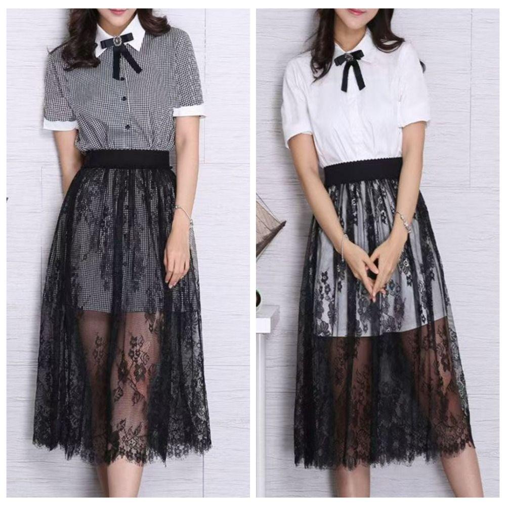 Anti-glare Lace Underskirt Slips 75cm Mesh Underskirt Slips Dress Lining Petticoat Women  Spring