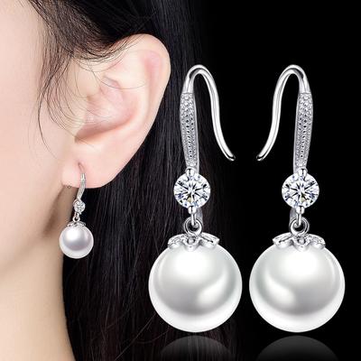 Silver Plated  Imitation Pearl Earrings for Women's Earrings, Fashionable Korean Style Earrings, Simple and Trendy Accessories