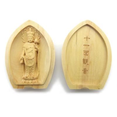 Spezielle buddhistische Statue Kannon Räuchergefäß Buddha Schutzgottheit Glück Breite Buchsbaum Holzschnitzerei 17561 Kuritas [Schutzgottheit] Elfgesichtig