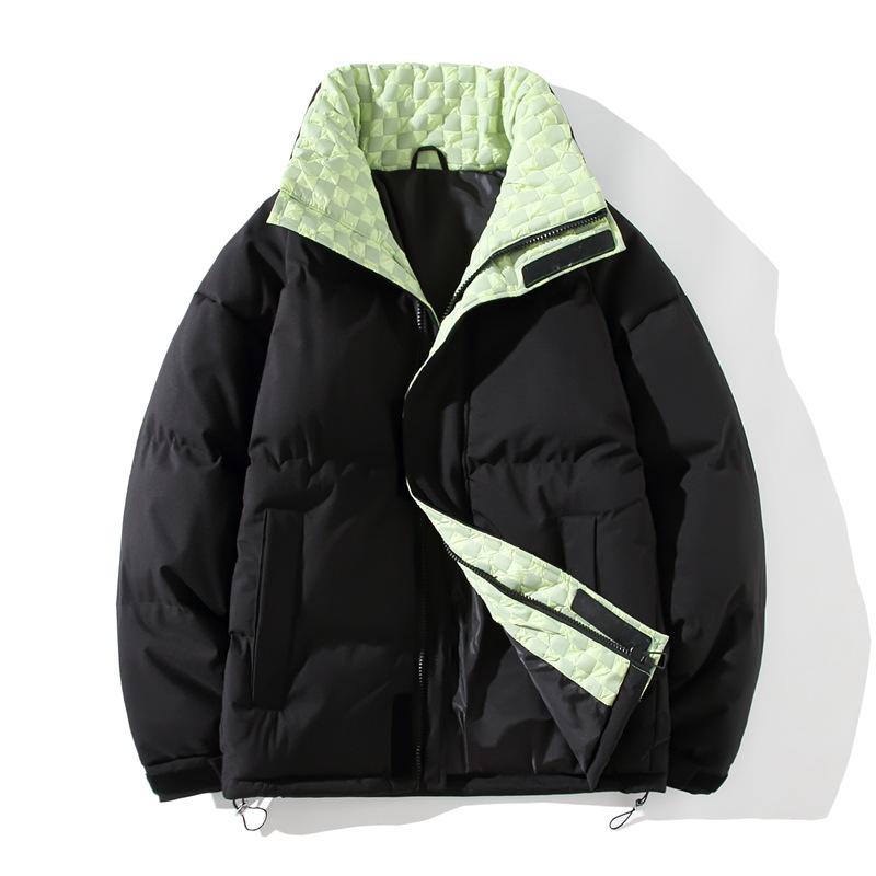 

Зимняя утепленная хлопковая одежда для мужчин и женщин одного стиля, в гонконгском стиле, свободная, повседневная, утепленная бархатом, теплая, со стойкой 3XL [200-110 kg] чёрный