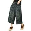 Nieuwe Plus Size Bloemen Jacquard Zacht Denim Wijde Pijp 7/8 Broek - Casual Zomer Mode