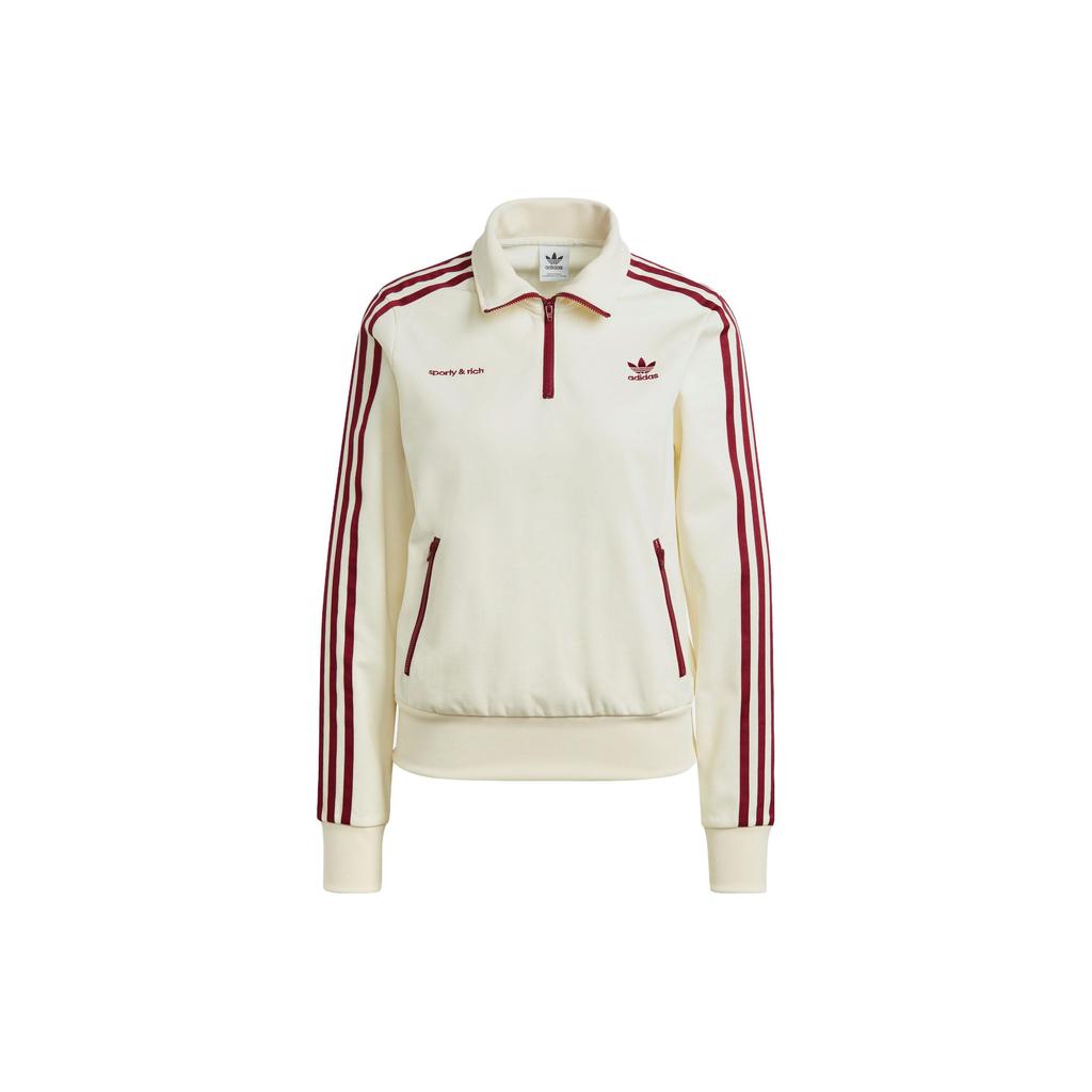 Adidas Originals Trefoil X Sporty&Rich Vintage Stripe Collar Jacket Women Jacket Off-White IB2157