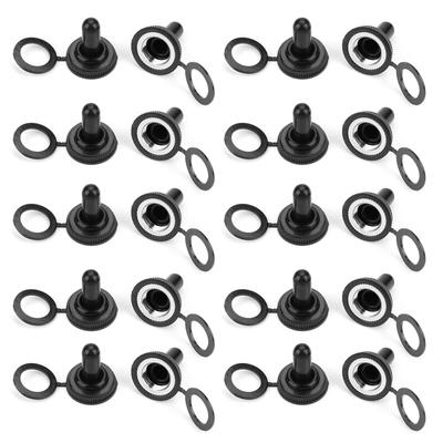 20Pcs 12mm Rocker Toggle Switch Tampa de borracha à prova d'água Capa de inicialização preta
