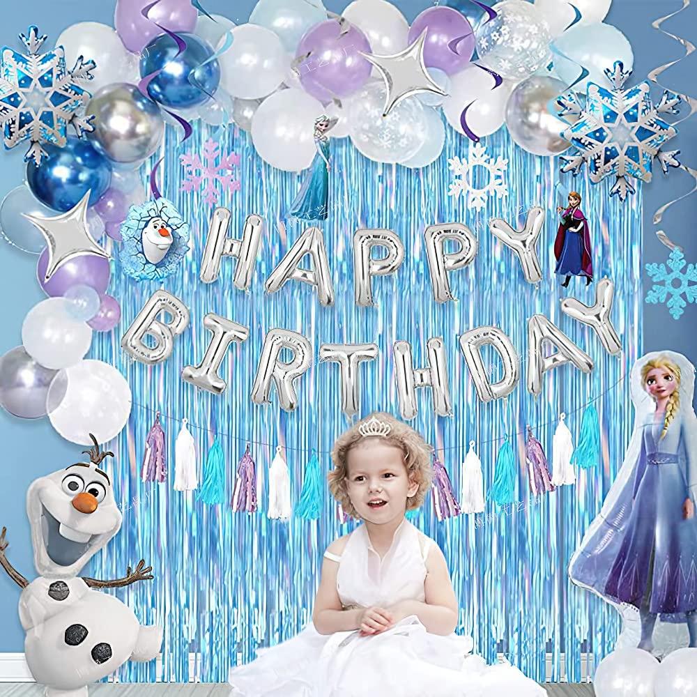 Frozen Birthday Decorations for Girls, Princess Birthday Balloon Party Set, Disney Elsa and Olaf, Children's Day Event Decoration Set