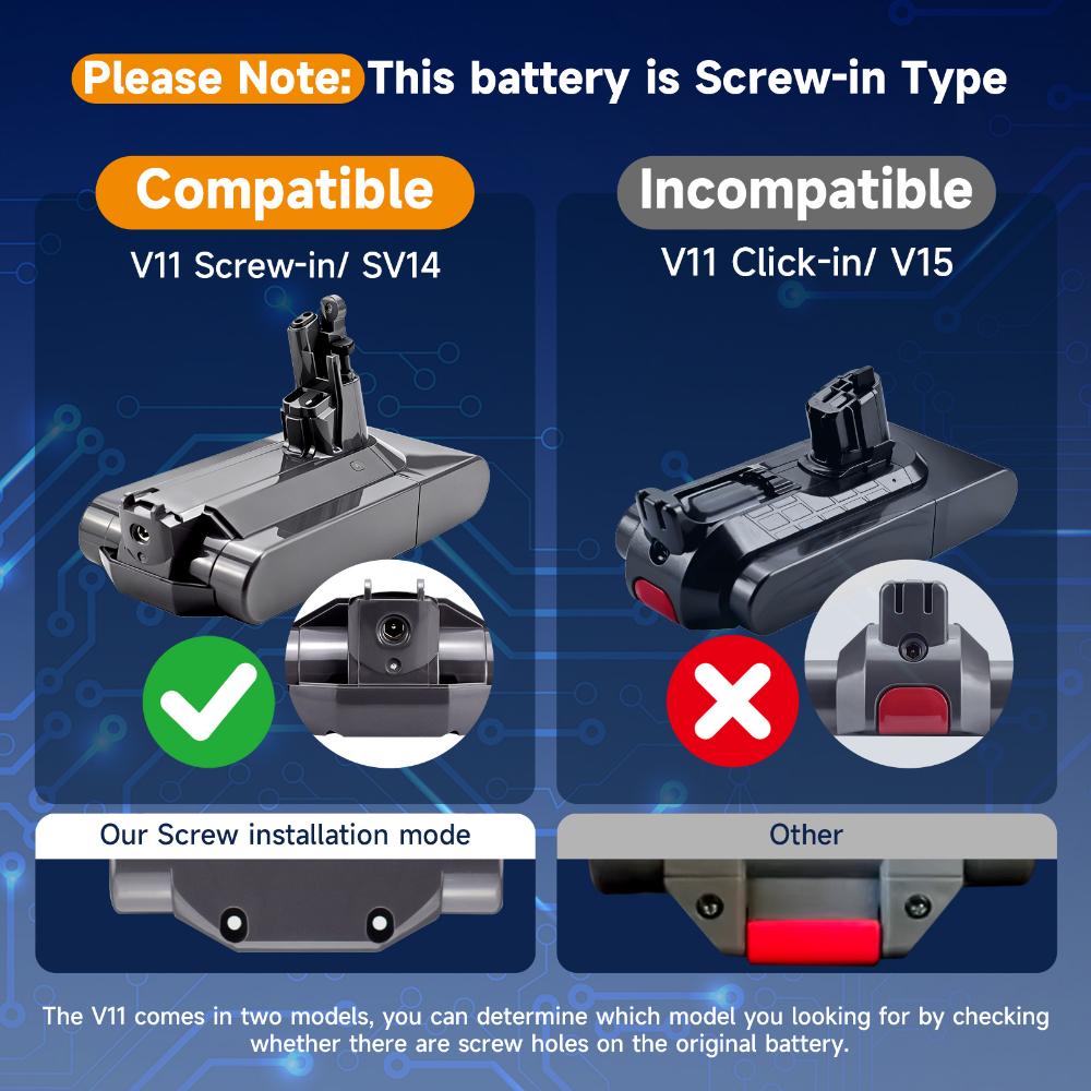 100%New Compatible for Dyson V11 SV14 Series V11 Complete / V11 Absolute SV14 V11 Motorhead Vacuum Cleaner Rechargeable Battery
