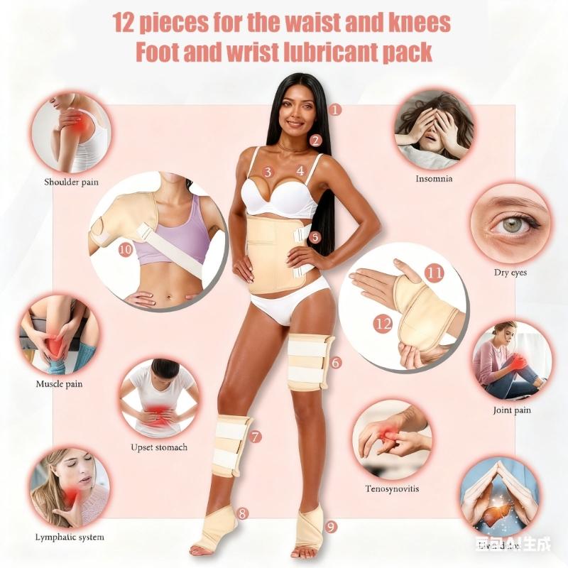 12 Piece Reusable Castor Oil Compress Leak Proof Design for Back Neck Feet Hands Multi Purpose Design