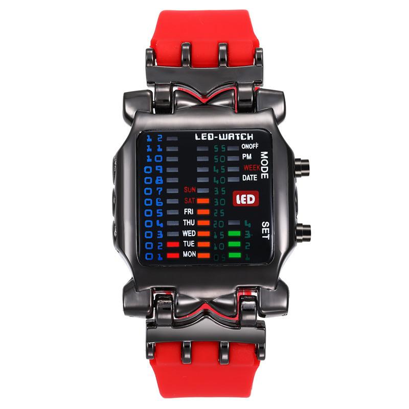 Binary Creative Fashion Trend Student Watch Casual Personality Led Electronic Watch Crab Watch красный