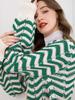 Women's Retro Striped V-Neck Button Knit Cardigan – Long Sleeve, Hollow Design for Autumn/Winter