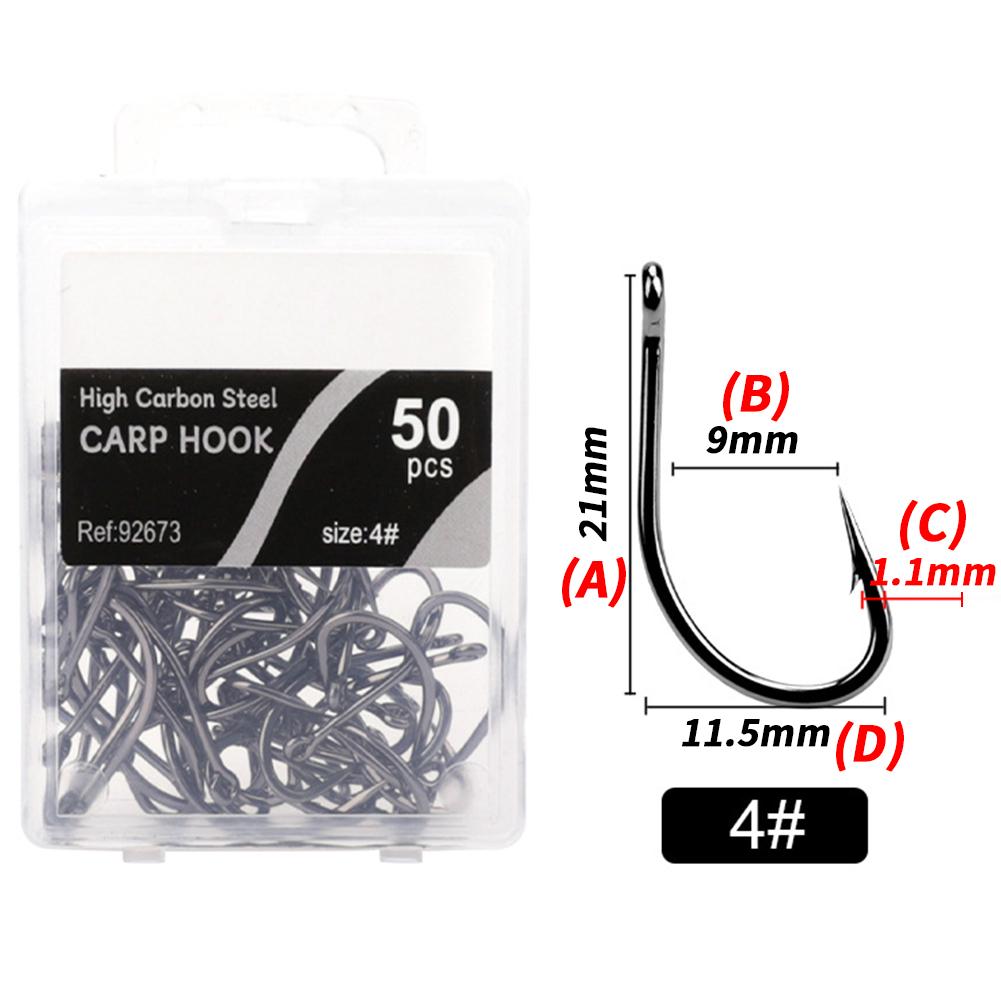 50pcs Fishing Hooks Beak Offset Circle Hook High Carbon Steel Barbed Long Shank Hooks With Box Package For CARP Saltwater Freshwater